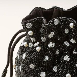 kate spade new york x Target Beaded Drawstring Bucket Bag White/Black